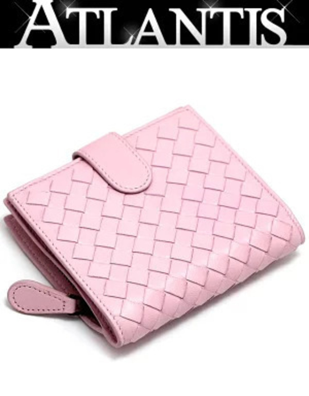 Bottega Veneta Intrecciato Bi fold Wallet Pink Leather